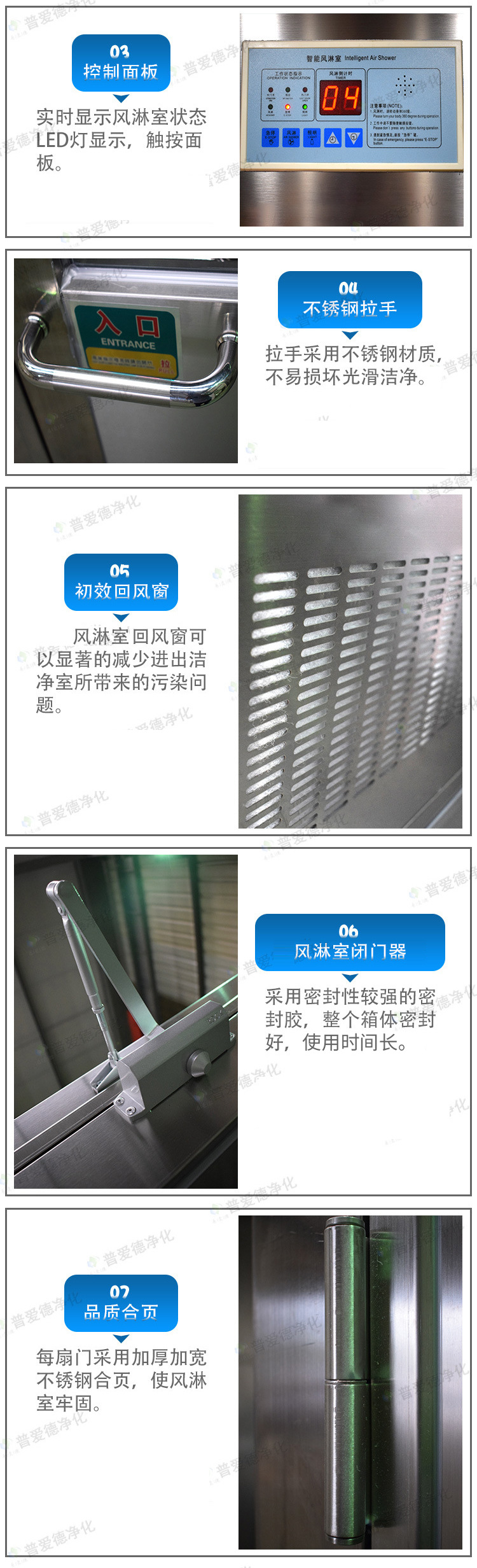 彩板風淋室不鏽鋼淨化風淋室自動感（gǎn）應智能語音風淋室通道